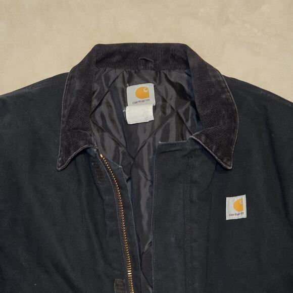 Vintage Carhartt Detroit Jacket J01 Made USA Blk Duck Quilted Lined Men’s Large - Picture 2 of 16